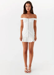 Odessa Frill Mini Dress - White