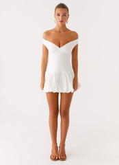 Endless Romance Off Shoulder Mini Dress - White