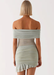 Nelly Off Shoulder Mini Dress - Pistachio