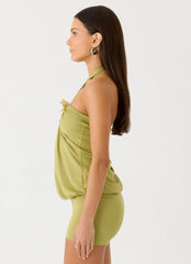 Marimae Halter Mini Dress - Green Olive