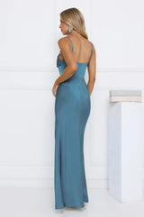 Formal Dream Satin Maxi Dress Teal