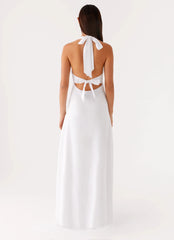 Heavy Hearted Linen Maxi Dress - White