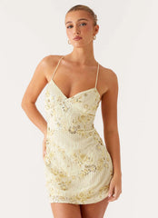 Vietta Sequin Cami Mini Dress - Yellow