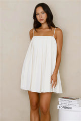 Spill The Bubbly Pleated Mini Dress Cream