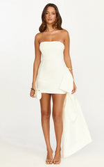Peony Mini Dress - Strapless Ruched Bodycon Dress in White