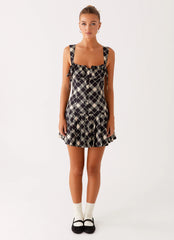 Tuni Mini Dress - Taupe Check