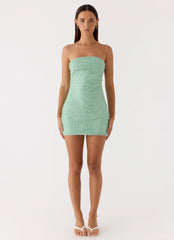 Dangerous Kind Beaded Mini Dress - Sage