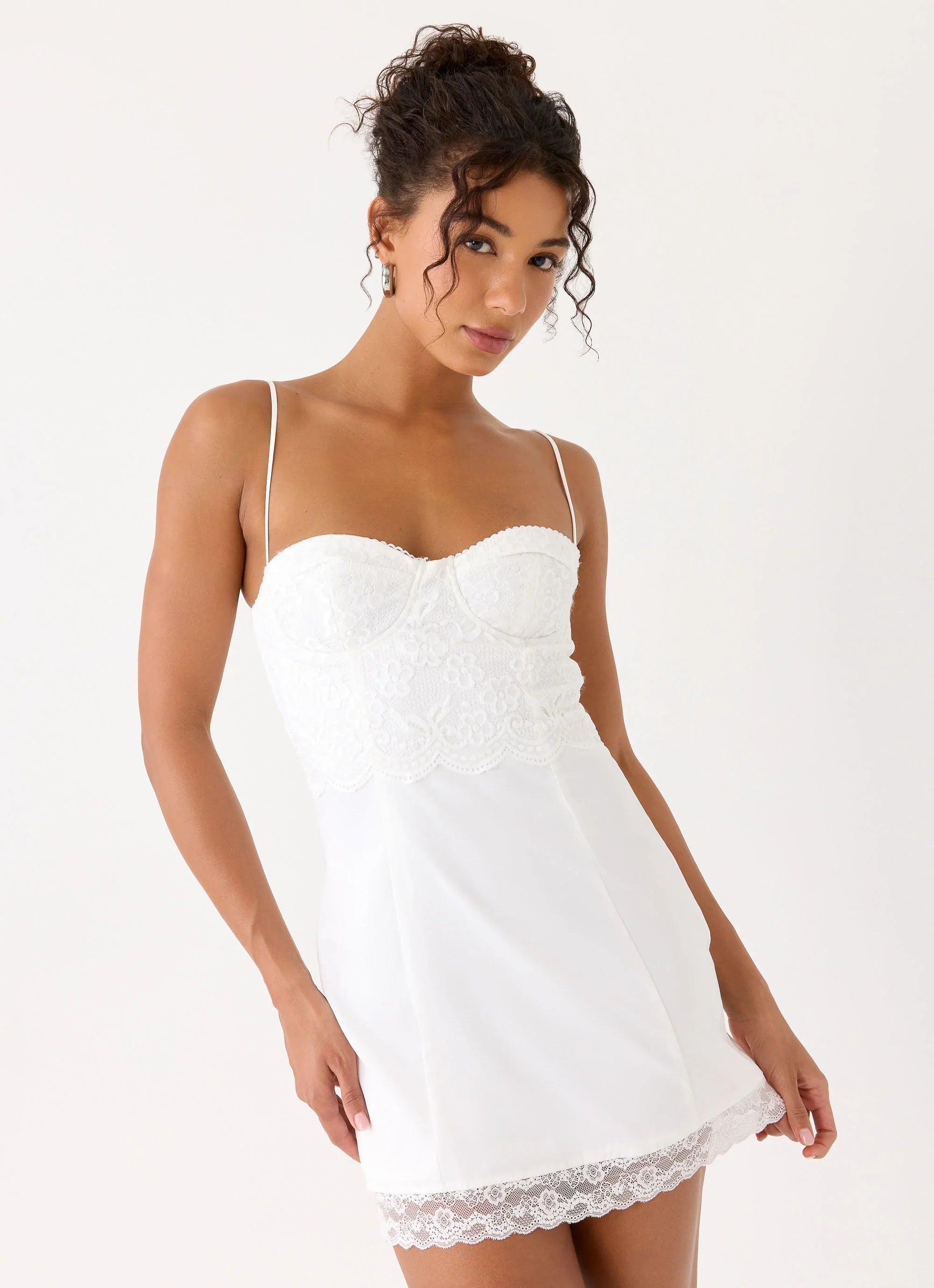 Aloura Lace Mini Dress - White