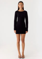 Soft Vision Knit Mini Dress - Black