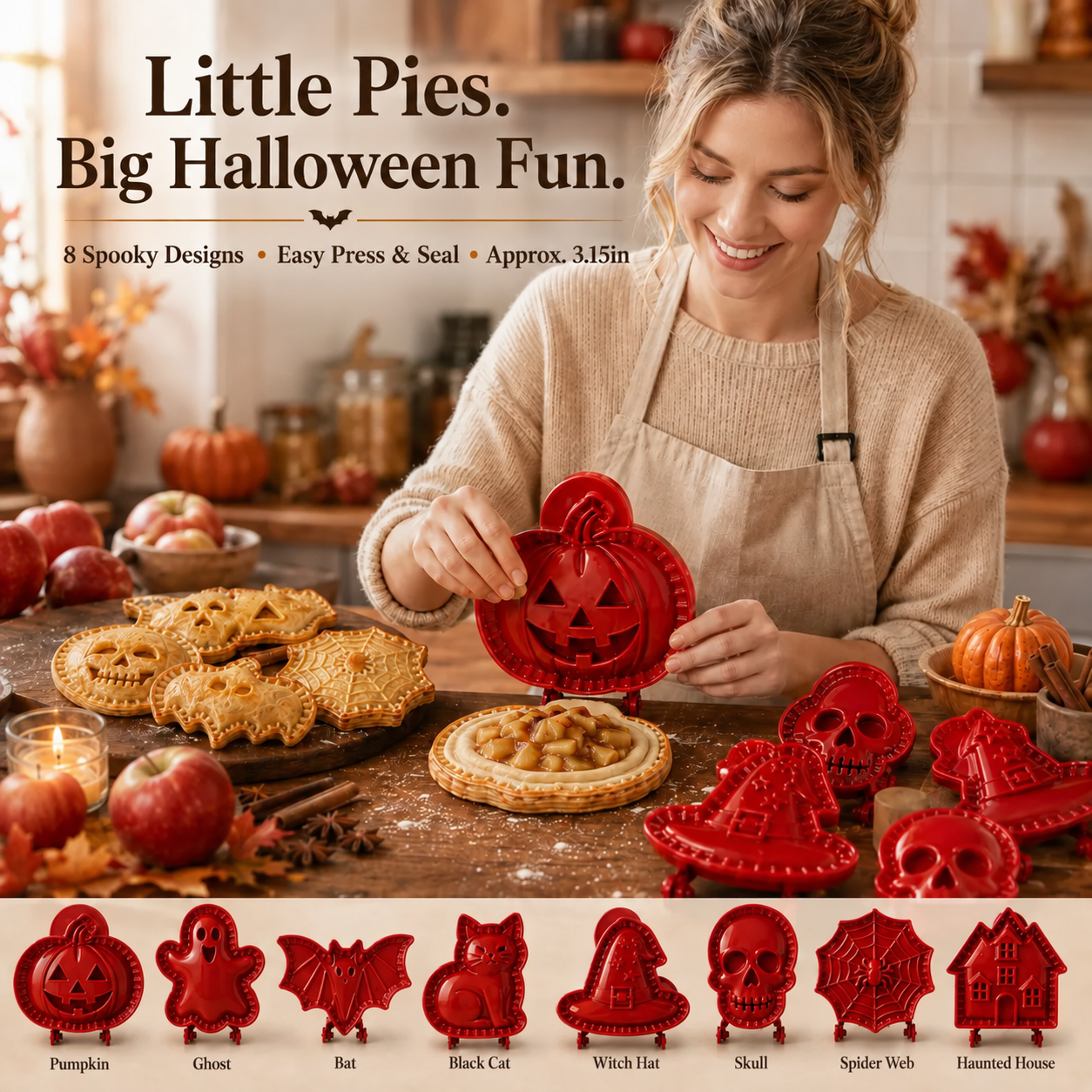 🎃 8-Piece Halloween Mini Hand Pie Mold Set