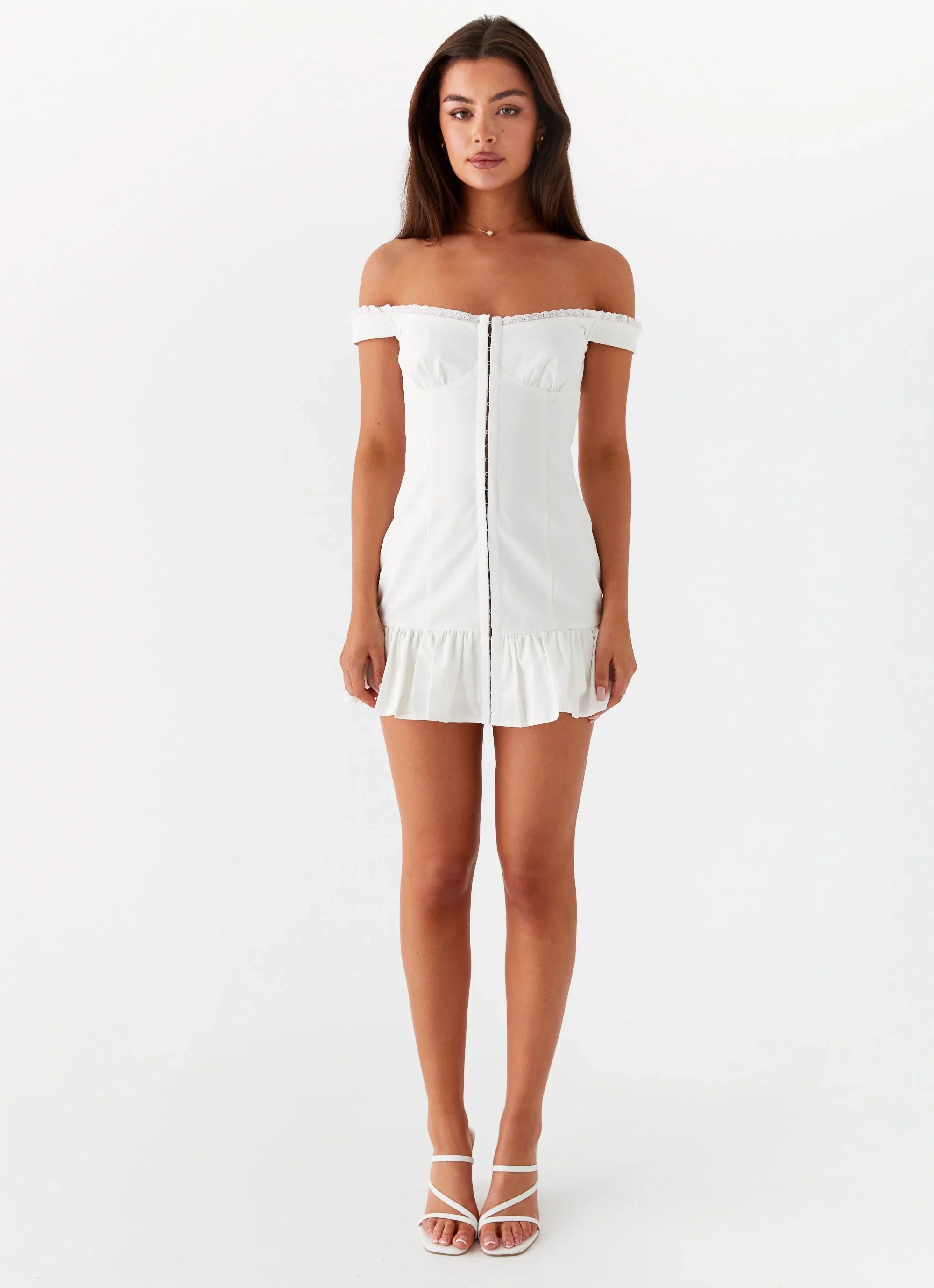 Odessa Frill Mini Dress - White