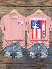 Women's  Courtesy Of Red White And Blue 250th Anniversary Flags T-Shirt