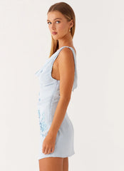 Lily Beaded Mini Dress - Pastel Blue