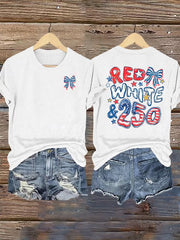 Women's  RED WHITE &250 Print T-Shirt