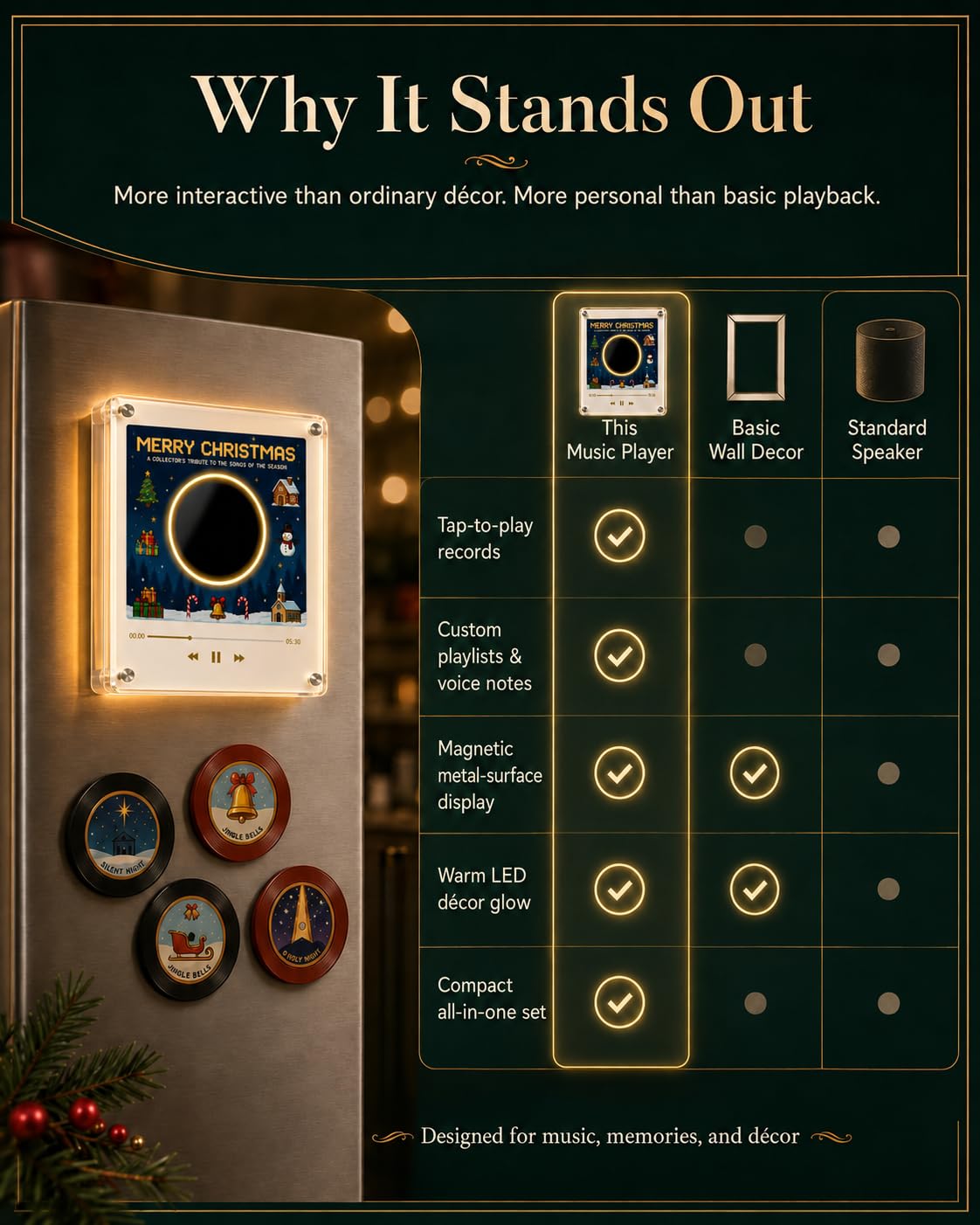 🎄Christmas Vinyl Player Fridge Record NFC Magnetic Music Box Set🎶
