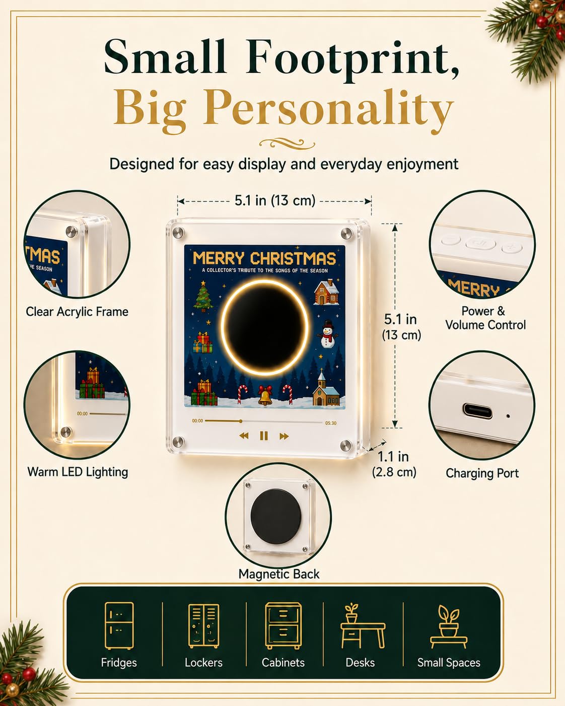 🎄Christmas Vinyl Player Fridge Record NFC Magnetic Music Box Set🎶