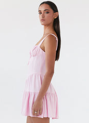 Lucie Linen Mini Dress - Pink