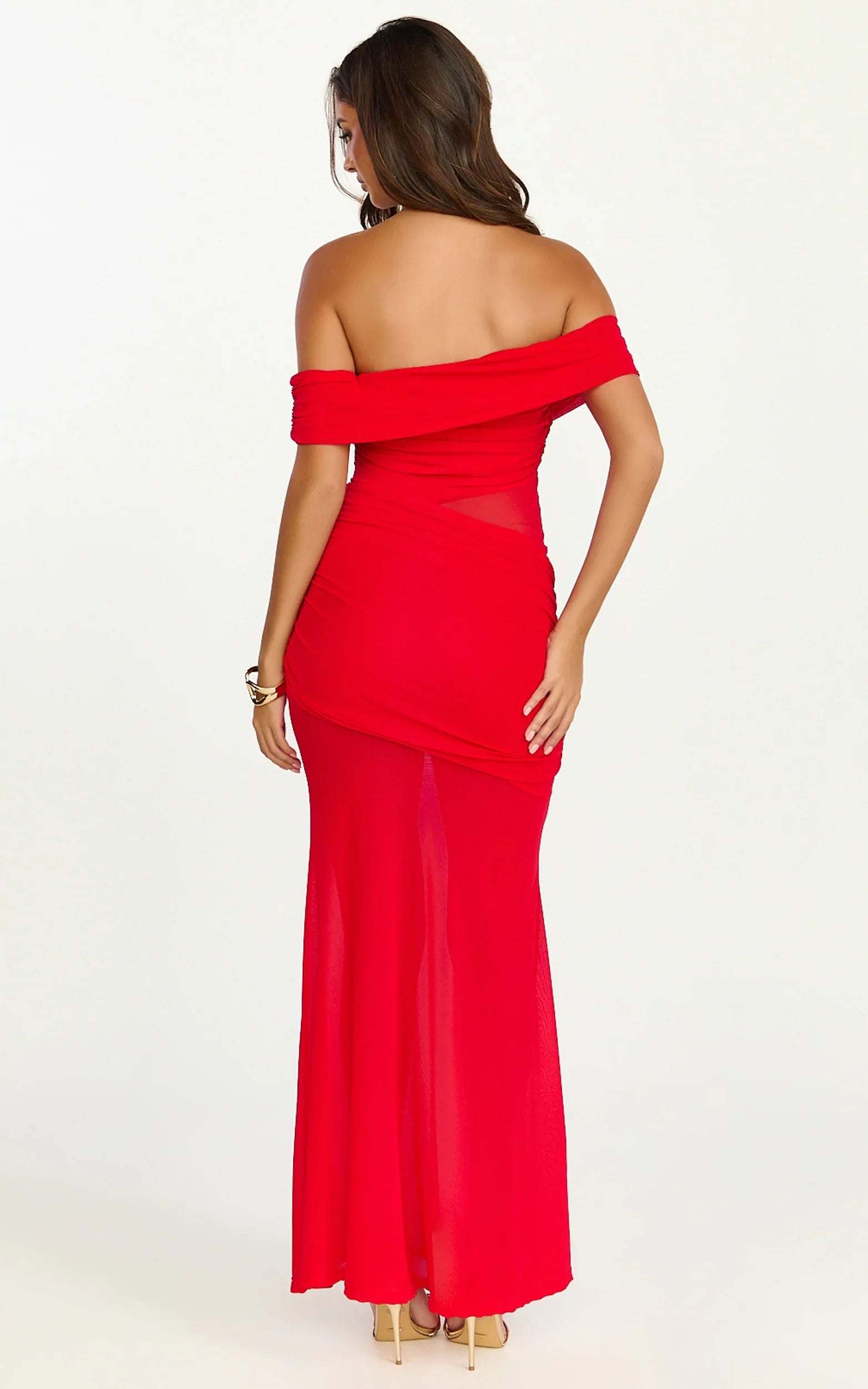 Victoria Maxi Dress - Off Folder Fit and Flare Dress in Red