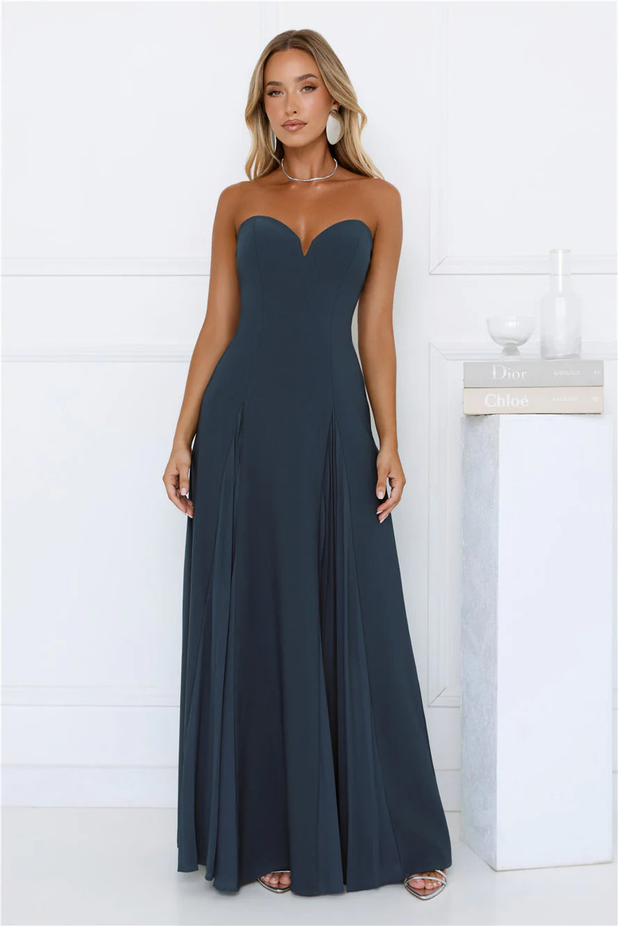 Mademoiselle Strapless Maxi Dress Teal