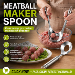 🎁 LIMITED-TIME 50% OFF  🍳 Stainless steel meatball spoon Forms uniform meatballs without getting your hands sticky.