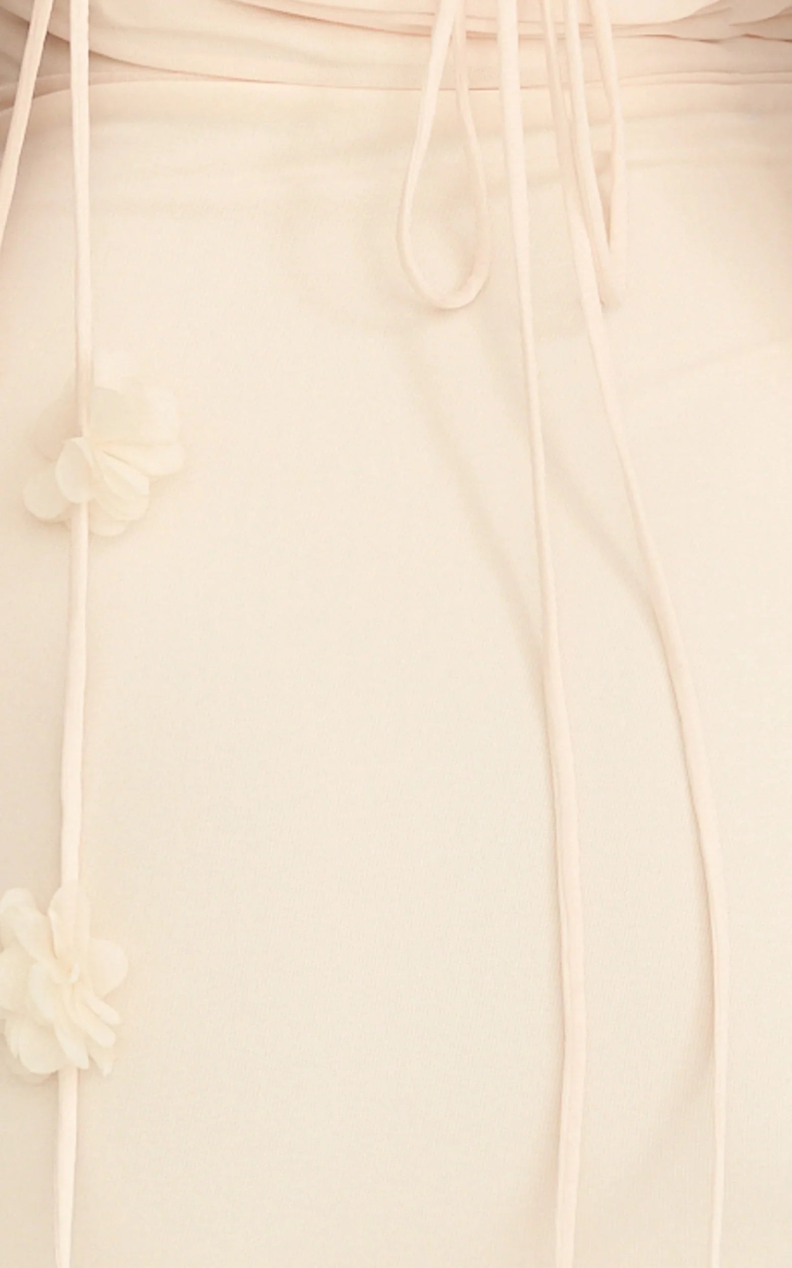 Penny Mini Dress - Draped Cowl Neck 3D Flower Fitted Dress in Cream