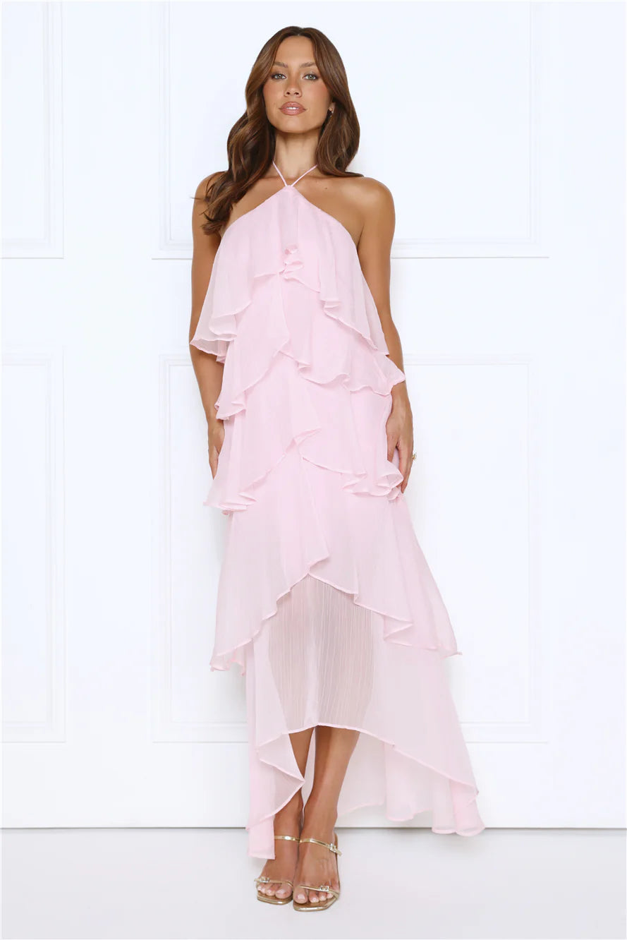 Dreamlight Affair Halter Maxi Dress Pink