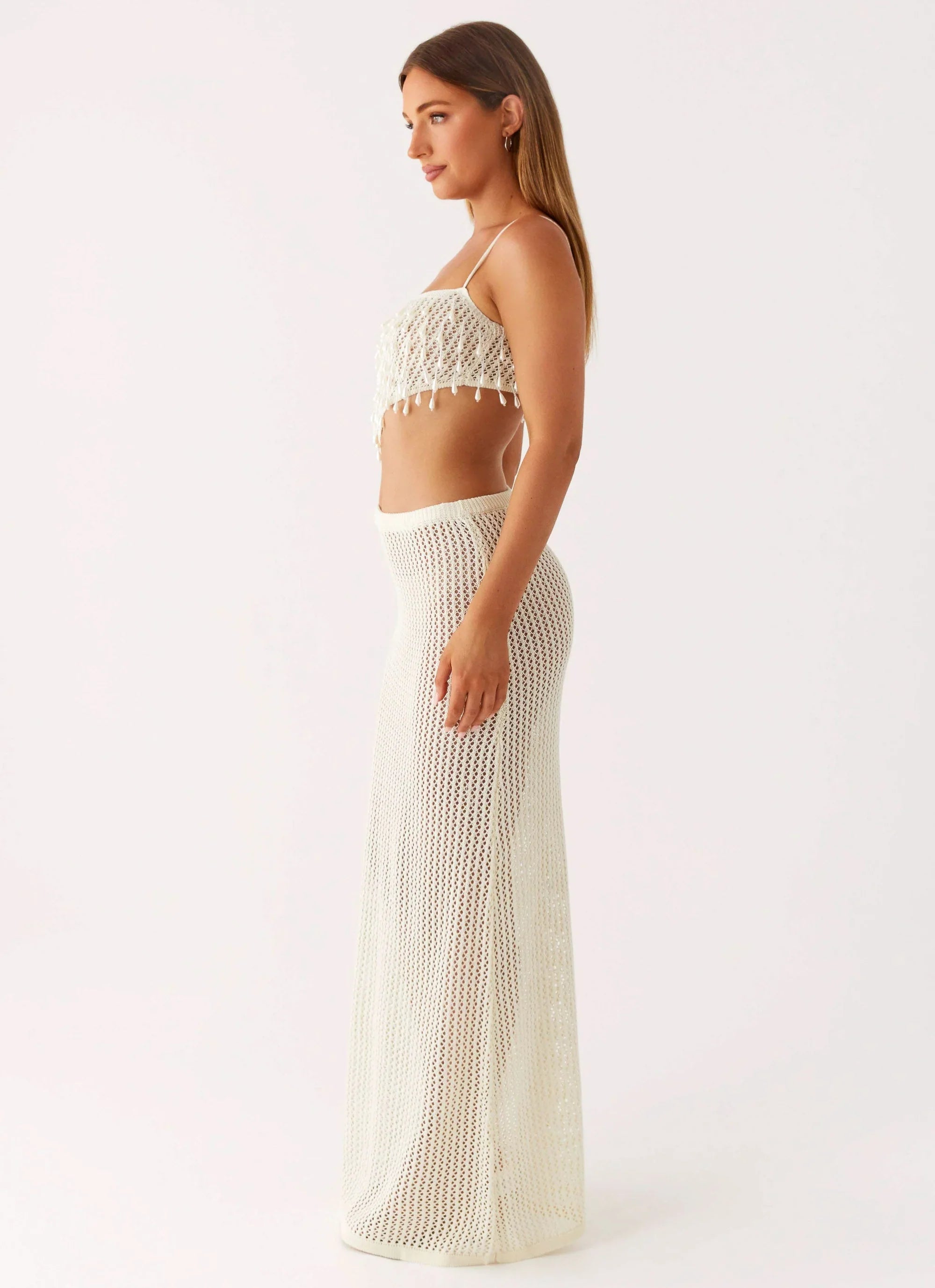 Shellbound Crochet Maxi Dress - Ivory