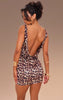 Leopard Print Cowl Back Mini Dress