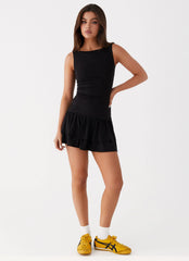 Rhiannon Frill Mini Dress - Black
