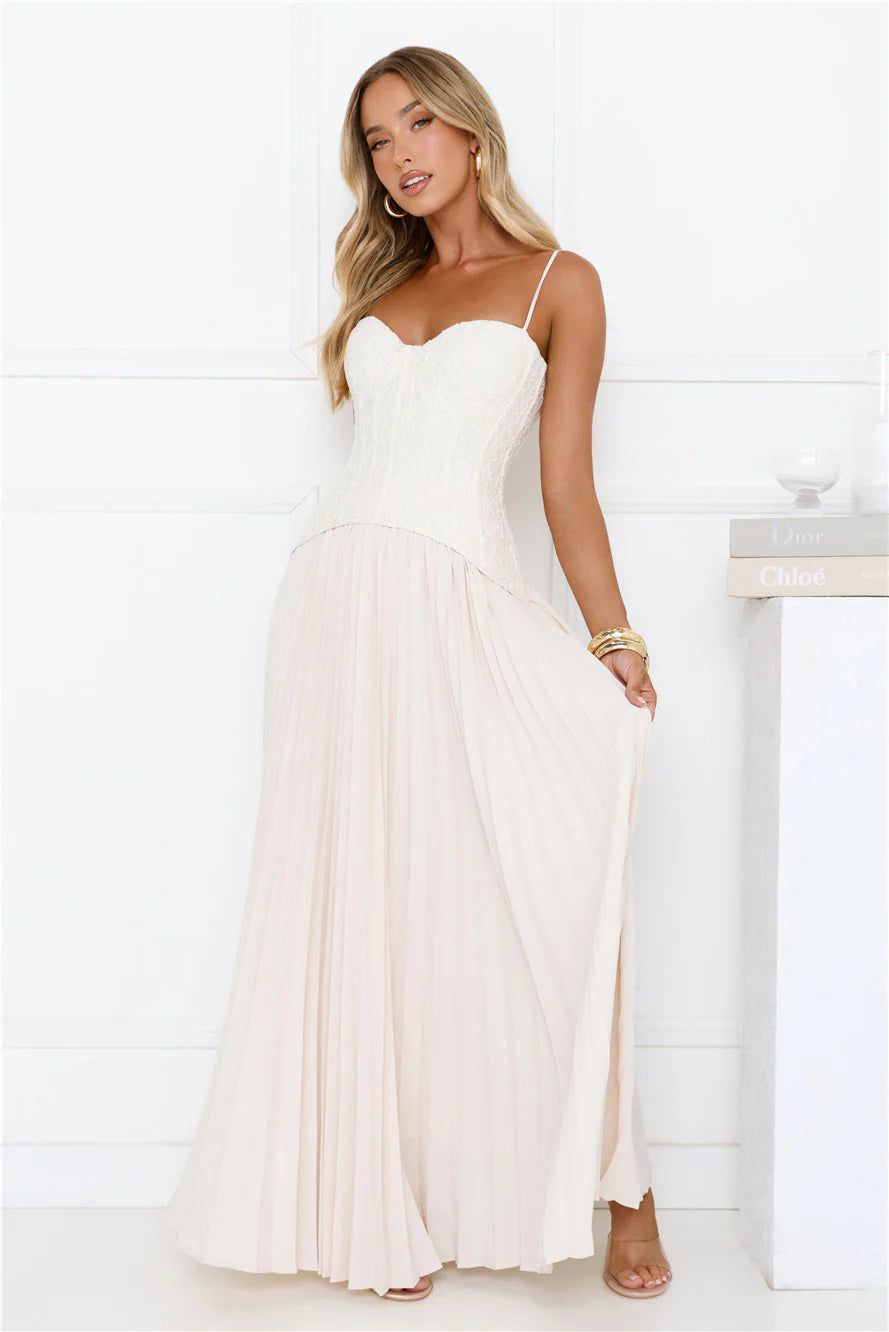 Antique Roses Lace Maxi Dress Cream