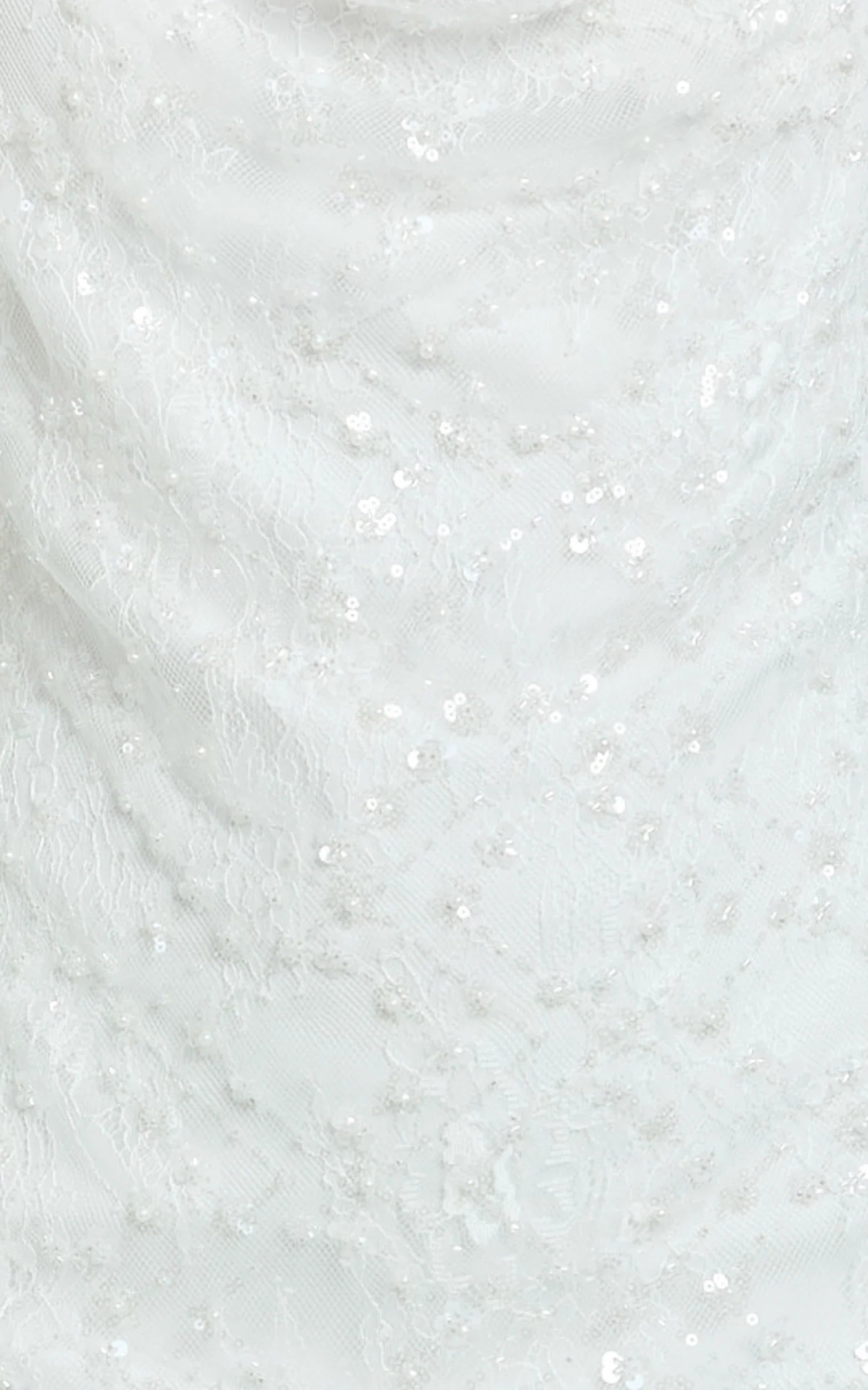 Alana Mini Dress - Sequin Lace Cowl Neck Dress in White