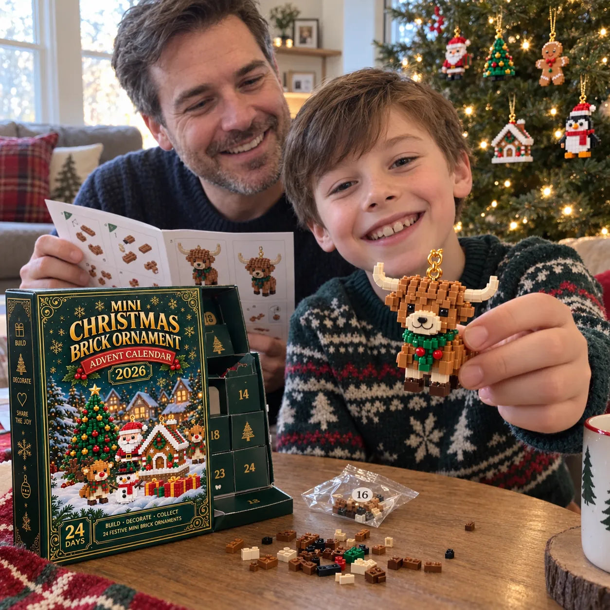 🎄24-Day Mini Christmas Brick Ornament Advent Calendar