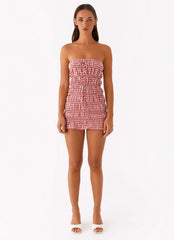 Adele Mini Dress - Red Gingham