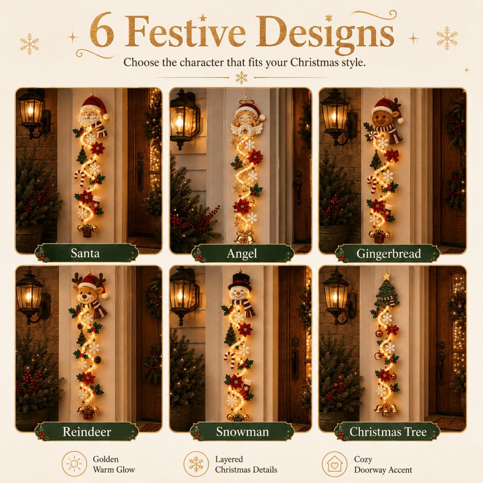 ✨ Glowing Christmas Door Hanger – 6 Festive Designs🎅