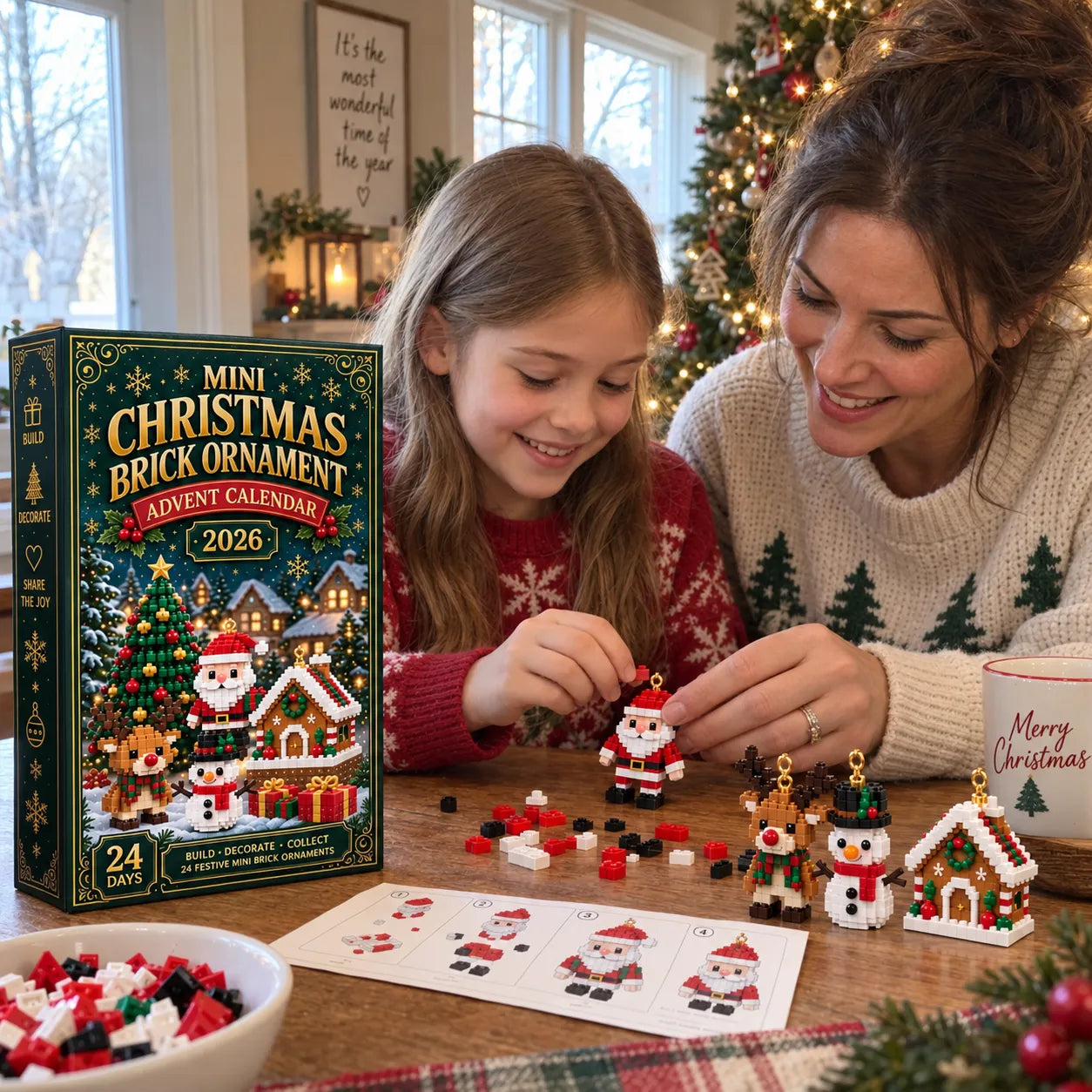 🎄24-Day Mini Christmas Brick Ornament Advent Calendar