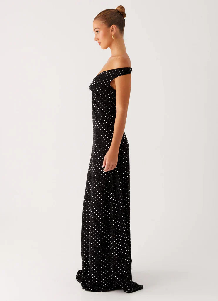 Melany Maxi Dress - White Polkadot