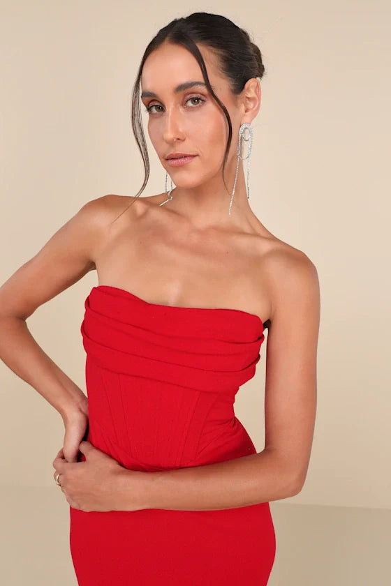 Dramatic Intent White Strapless Corset Bodycon Mini Dress