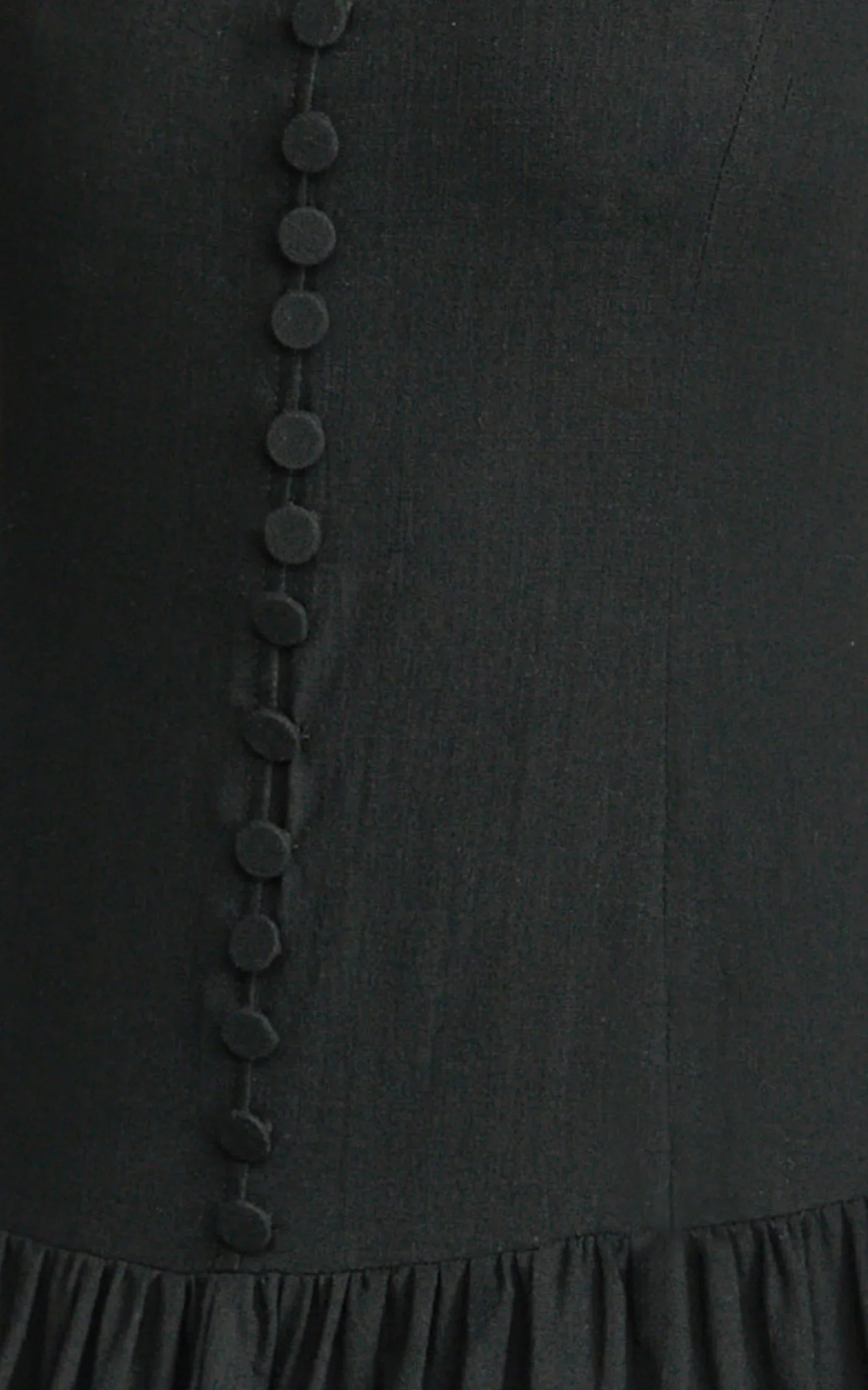 Cortez Maxi Dress - Square Neck Button Down Dropped Waist Dress in Black