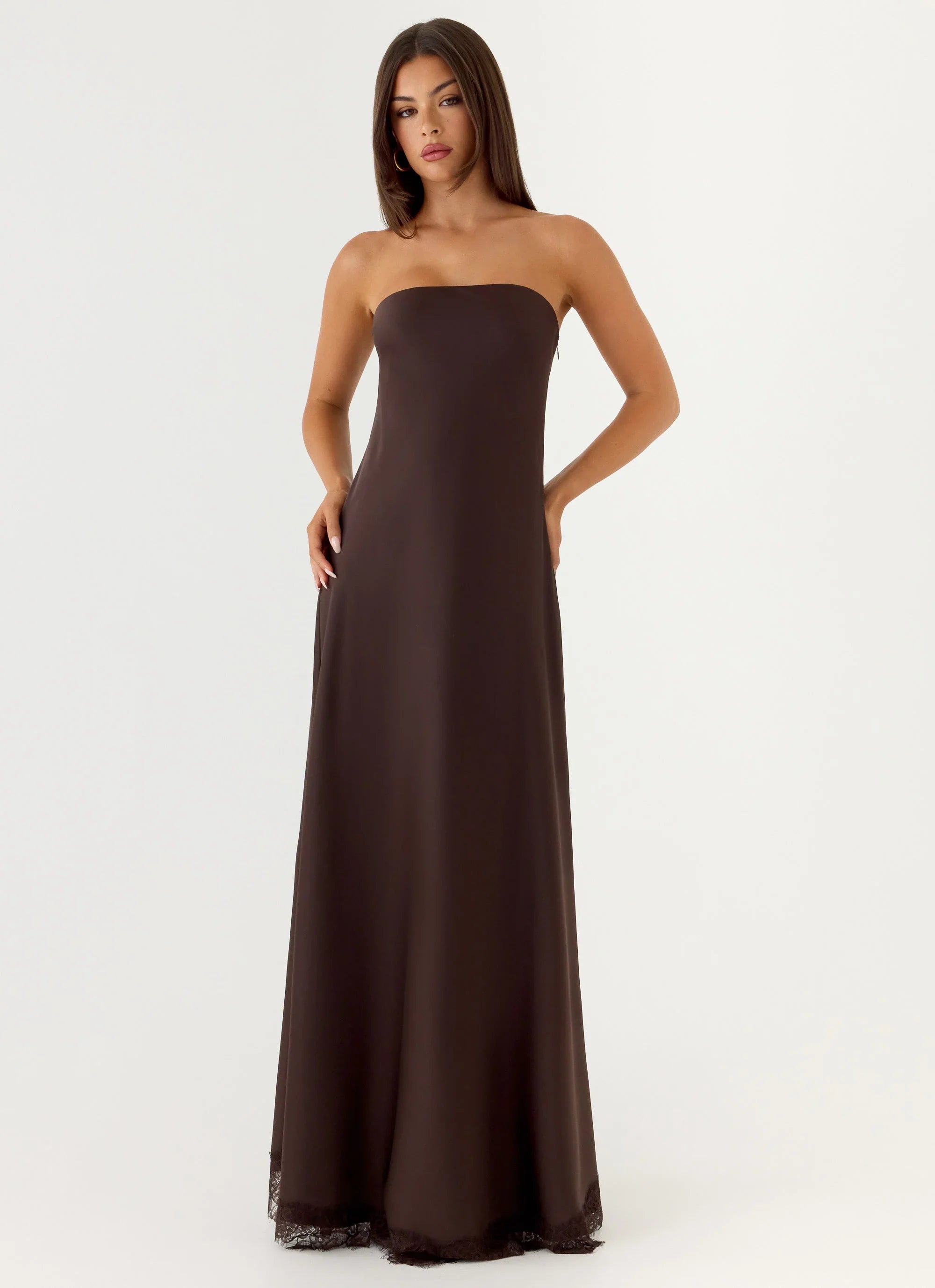 Kayleigh Strapless Maxi Dress - Chocolate Torte