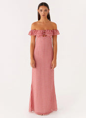 Scarlet Cherry Maxi Dress - Red Gingham