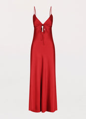 Flora Satin Maxi Dress - Cherry