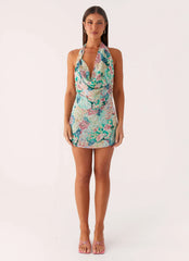Laid-Back Cowl Mini Dress - Santorini Floral