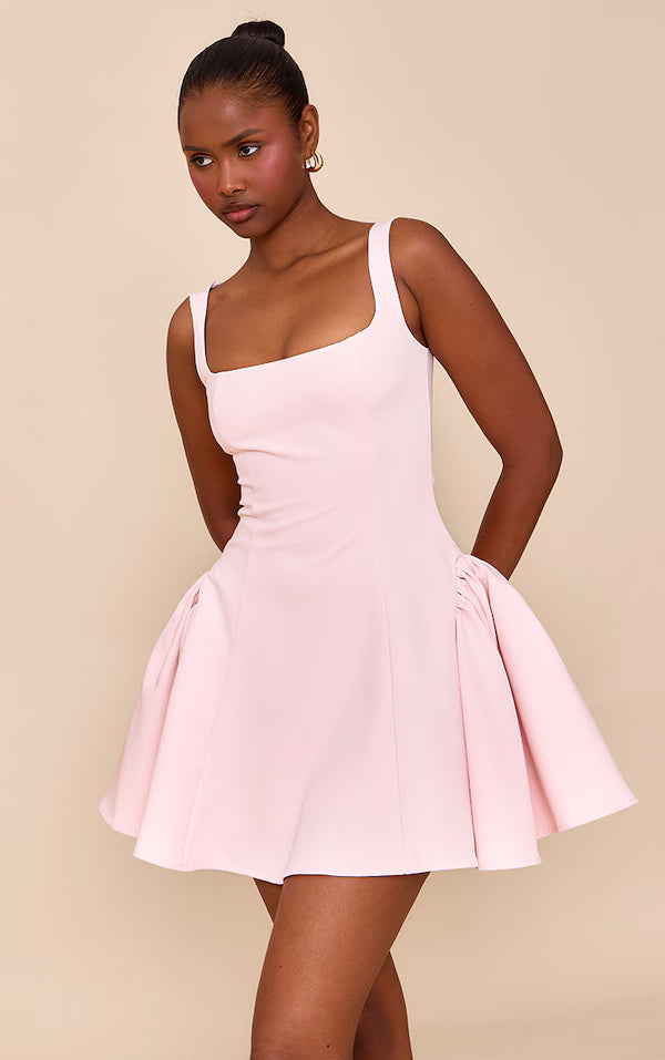Lemon Woven Square Neck Shift Dress