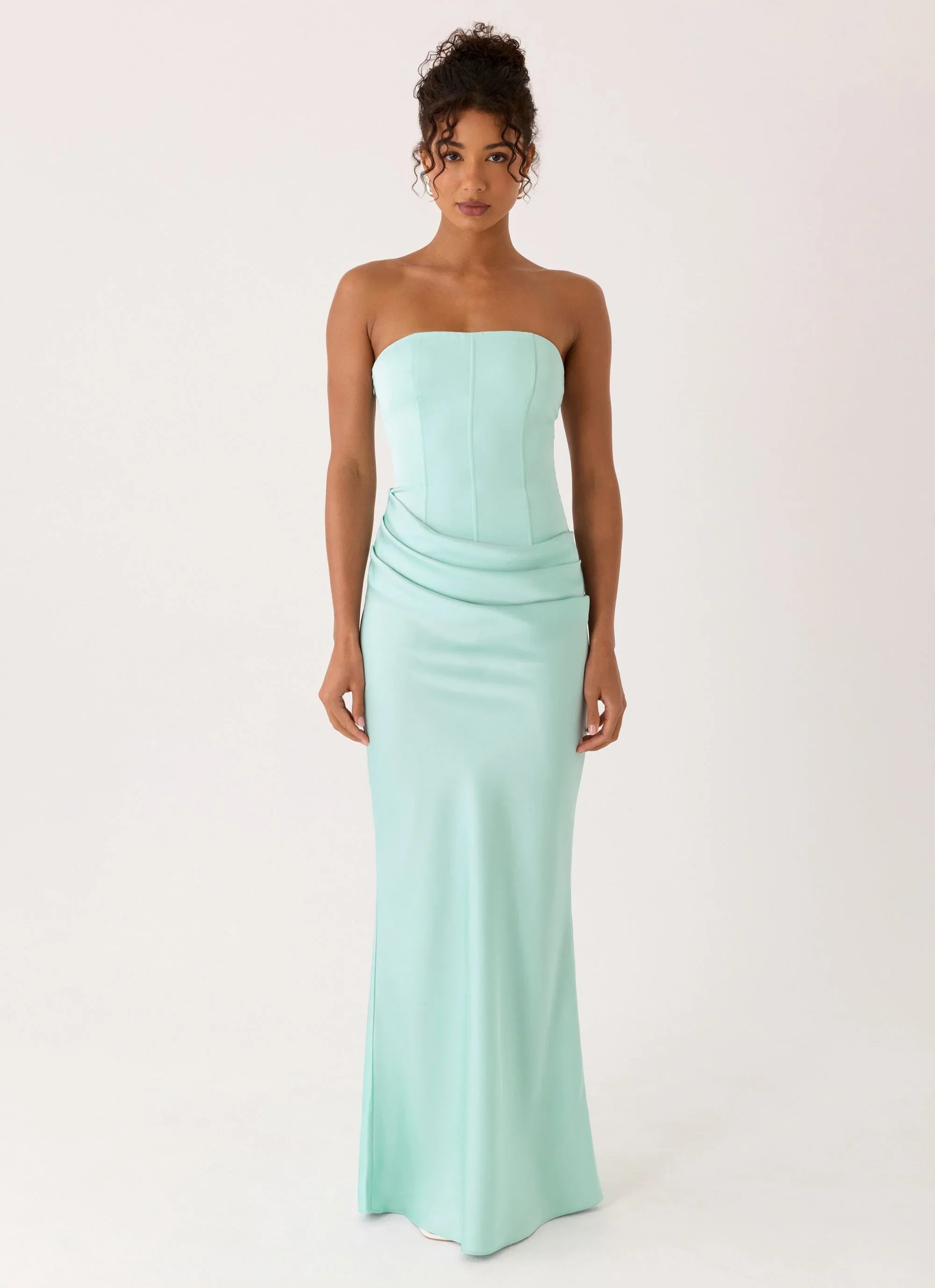 Adara Corset Maxi Dress - Aqua