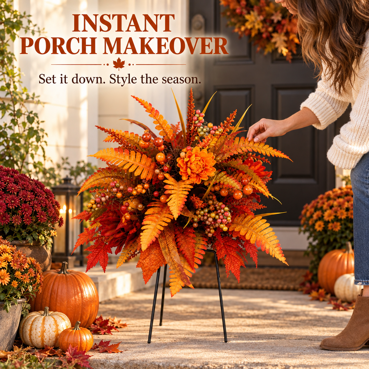 🍂 Lifelike Fall Harvest Floral Arrangement