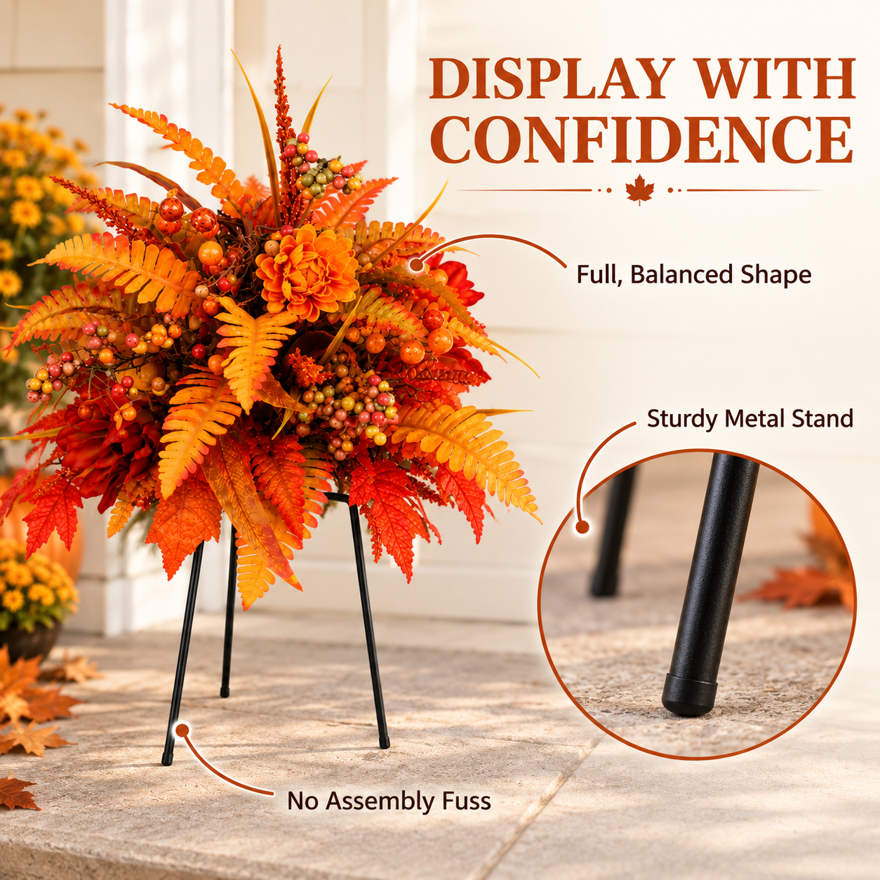 🍂 Lifelike Fall Harvest Floral Arrangement