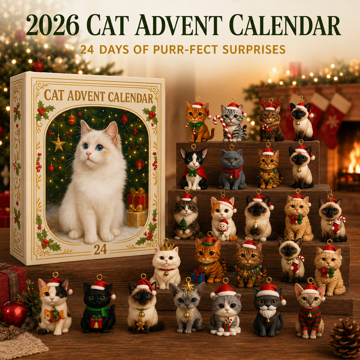 🐱2026 Cat Advent Calendar – 24 Days of Unique Christmas Cat Ornaments 🎄