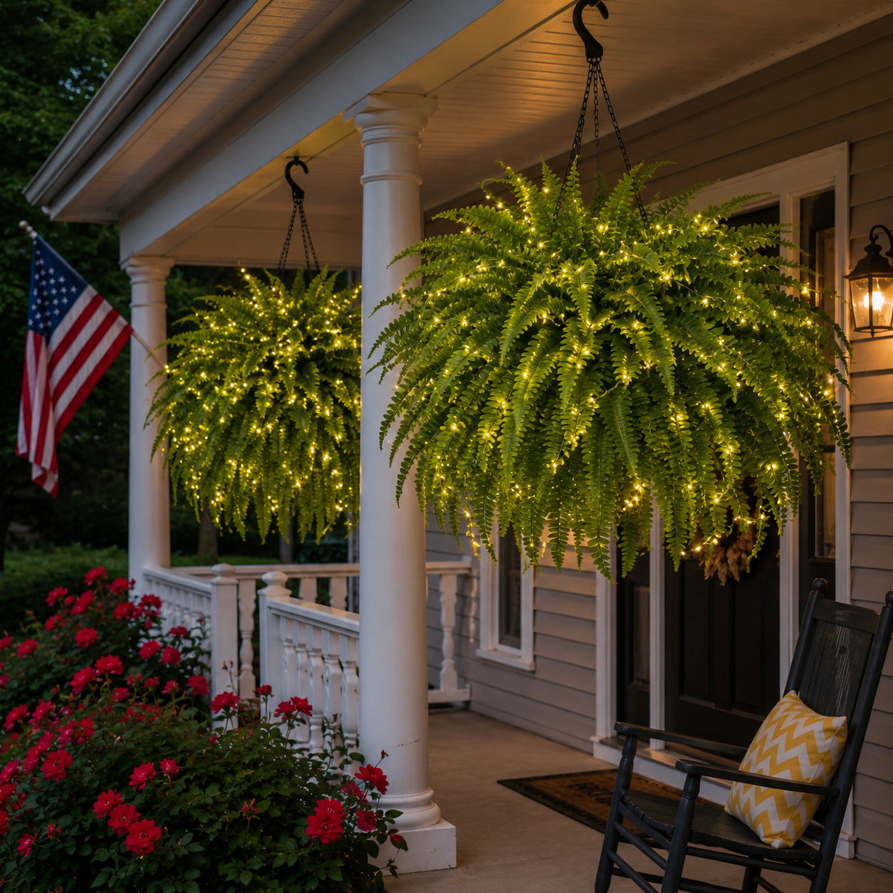 🔥Oversized Pre-Lit Artificial Boston Ferns --No watering, No fading
