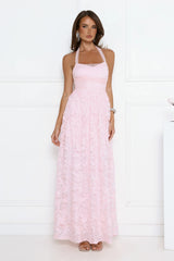 Magnetic Luxe Halter Maxi Dress Pink