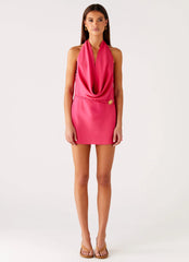 Halia Cowl Mini Dress - Watermelon